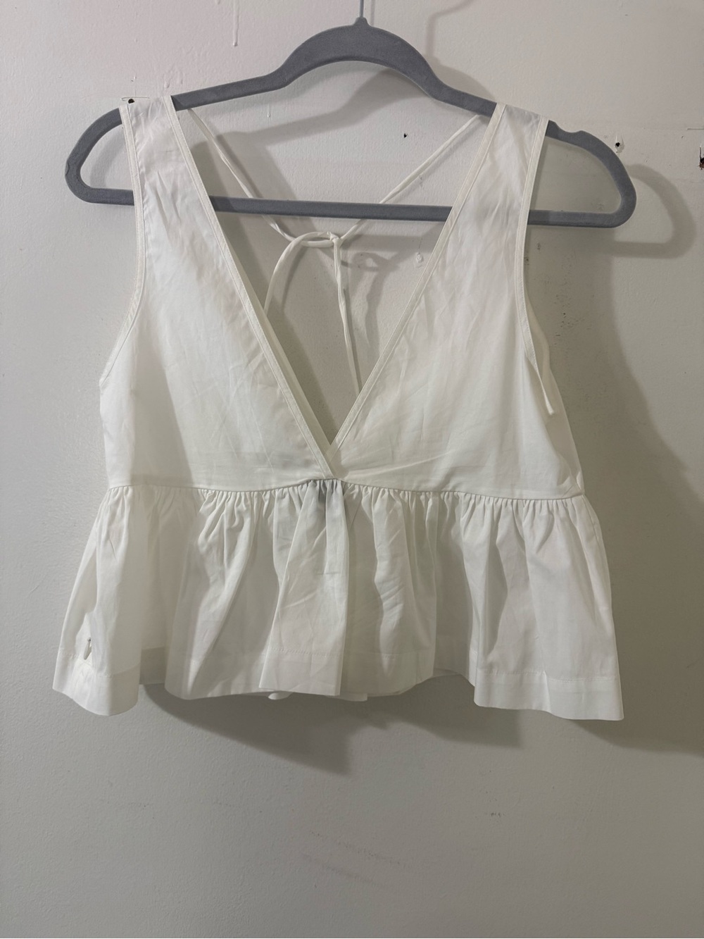 Pinko White V-Neck Peplum Camisole